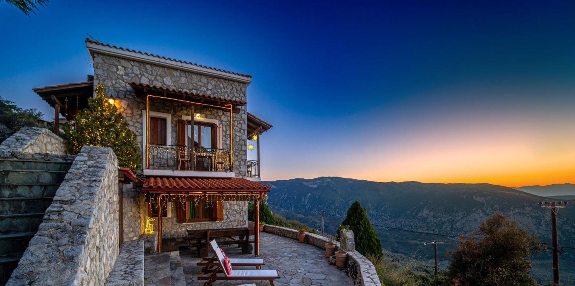 Rock Dandy Deluxe Chalet In Arachova - Delphi, Sauna, Prv Parking, Amazing View Kültér fotó